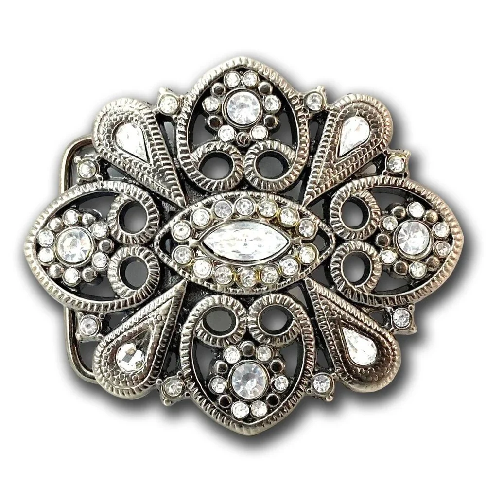 Belt Buckle Women Unisex‎ Midcentury Rhinestones Sparkling Goth Art Deco
